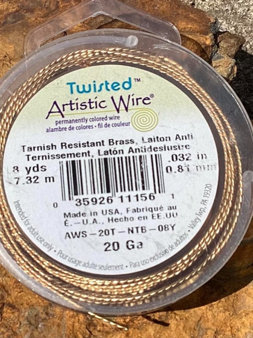 8 Yards 20 Guage Twister Artistic Wire, Gold Tone, NWT